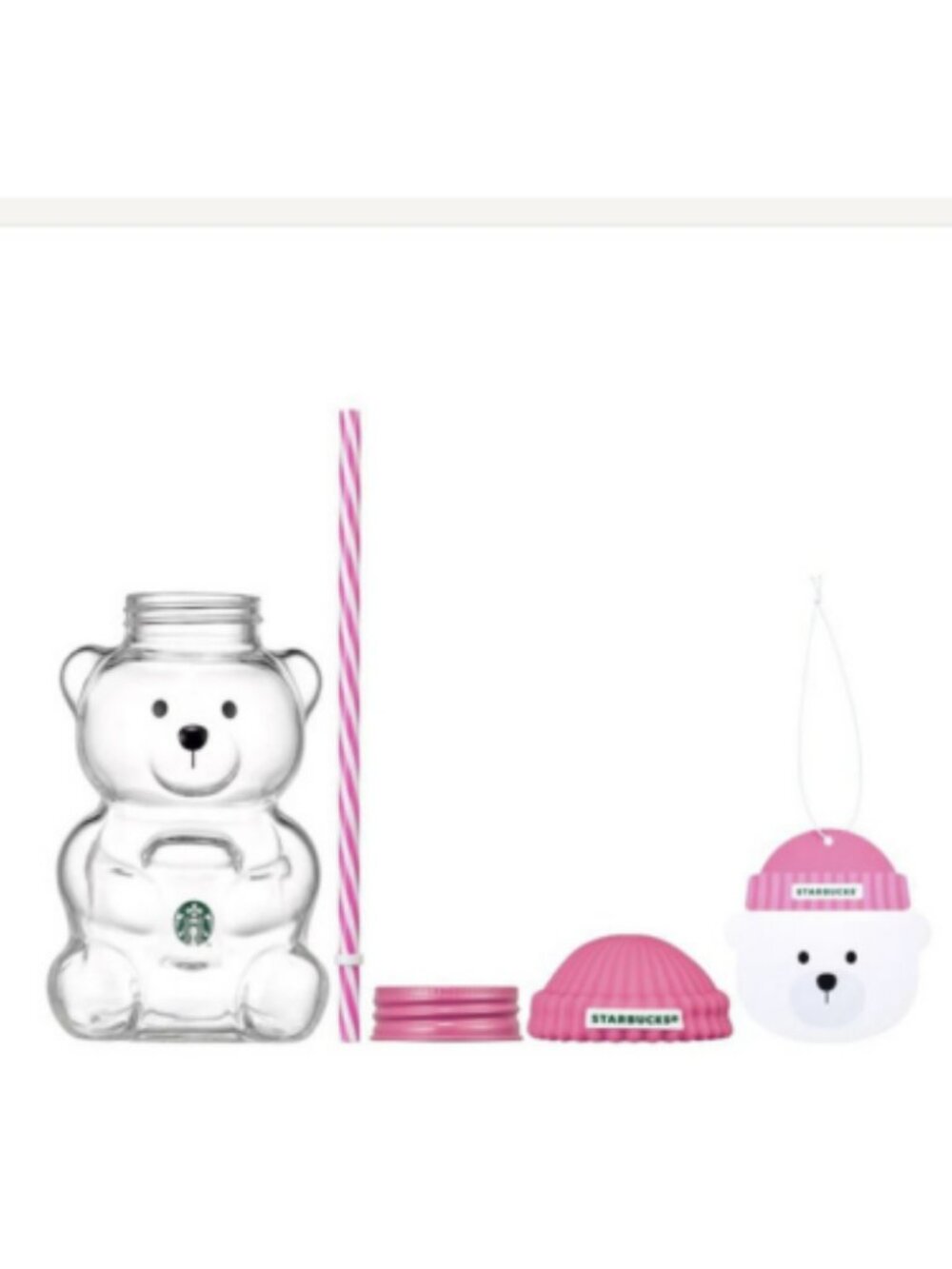 Starbucks Korea Barbie Pink Bearista Glass Cold Cup 591ml Bear Tumbler New - Picture 2 of 2